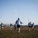 The Skyline lacrosse team runs sprints on the track field on Monday, April 8. Daniel Brenner I AnnArbor.com